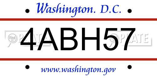 4ABH57 District Of Columbia License Plate