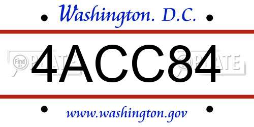 4ACC84 District Of Columbia License Plate