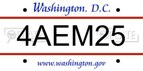 4AEM25 District Of Columbia License Plate