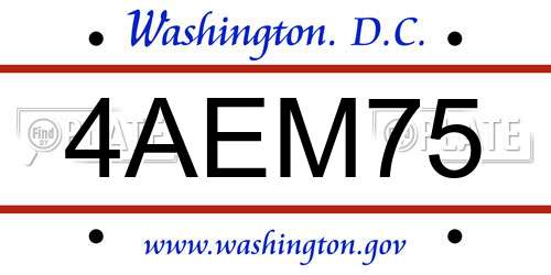 4AEM75 District Of Columbia License Plate