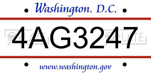 4AG3247 District Of Columbia License Plate