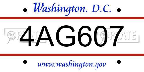 4AG607 District Of Columbia License Plate