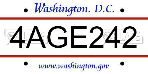 4AGE242 District Of Columbia License Plate