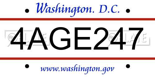 4AGE247 District Of Columbia License Plate