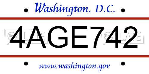 4AGE742 District Of Columbia License Plate