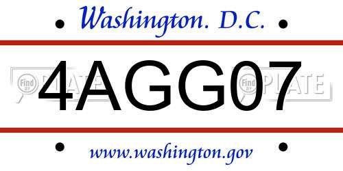 4AGG07 District Of Columbia License Plate