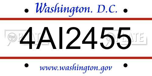 4AI2455 District Of Columbia License Plate