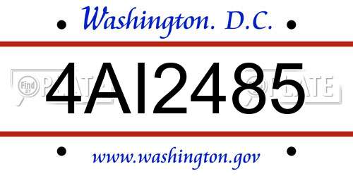 4AI2485 District Of Columbia License Plate
