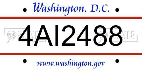 4AI2488 District Of Columbia License Plate