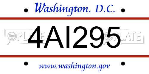 4AI295 District Of Columbia License Plate