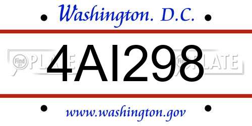 4AI298 District Of Columbia License Plate