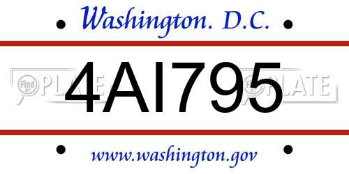 4AI795 District Of Columbia License Plate