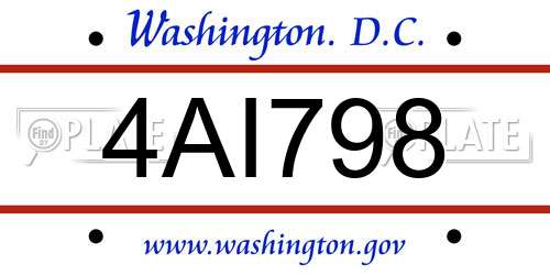 4AI798 District Of Columbia License Plate