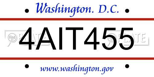 4AIT455 District Of Columbia License Plate