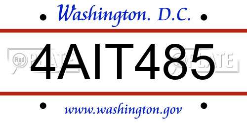 4AIT485 District Of Columbia License Plate