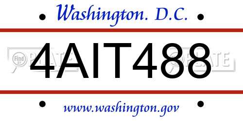 4AIT488 District Of Columbia License Plate