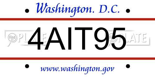4AIT95 District Of Columbia License Plate