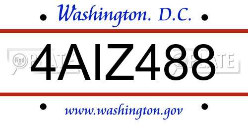 4AIZ488 District Of Columbia License Plate