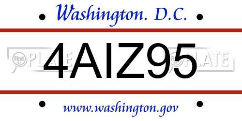 4AIZ95 District Of Columbia License Plate