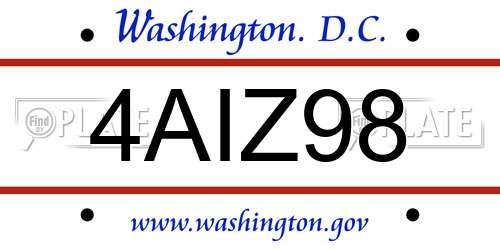 4AIZ98 District Of Columbia License Plate