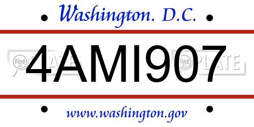 4AMI907 District Of Columbia License Plate