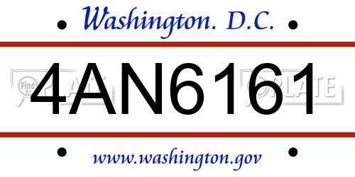 4AN6161 District Of Columbia License Plate