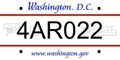 4AR022 District Of Columbia License Plate