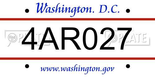 4AR027 District Of Columbia License Plate