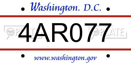 4AR077 District Of Columbia License Plate