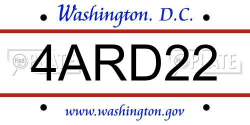4ARD22 District Of Columbia License Plate