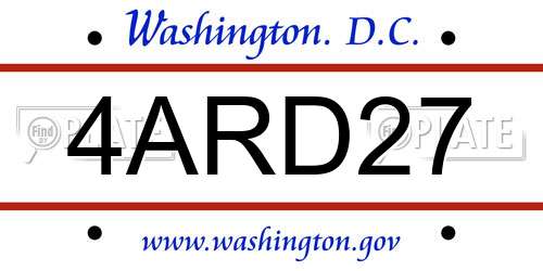 4ARD27 District Of Columbia License Plate