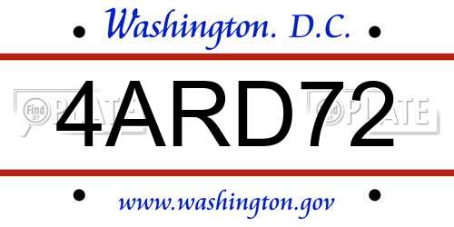 4ARD72 District Of Columbia License Plate