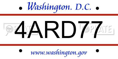 4ARD77 District Of Columbia License Plate