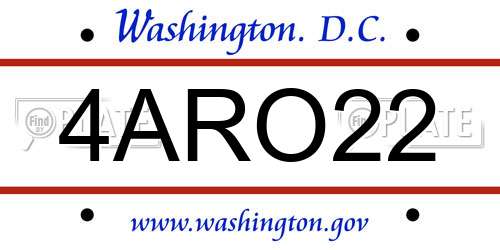 4ARO22 District Of Columbia License Plate