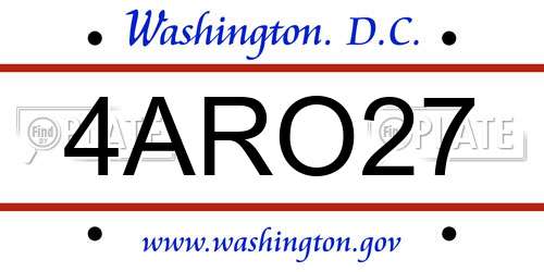 4ARO27 District Of Columbia License Plate