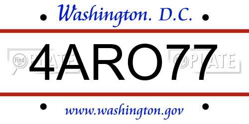 4ARO77 District Of Columbia License Plate