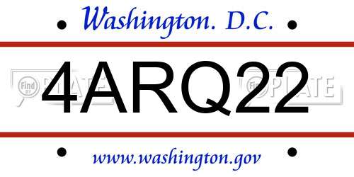 4ARQ22 District Of Columbia License Plate