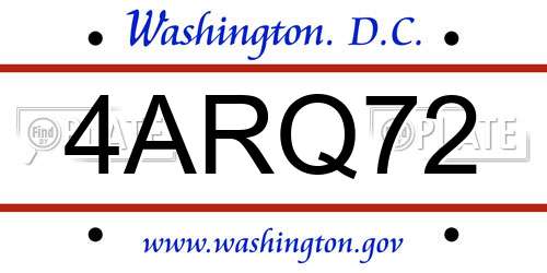 4ARQ72 District Of Columbia License Plate
