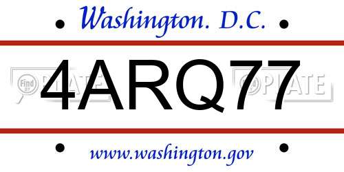4ARQ77 District Of Columbia License Plate