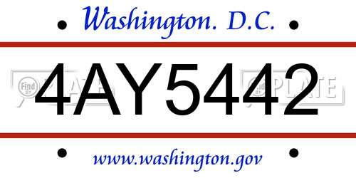 4AY5442 District Of Columbia License Plate