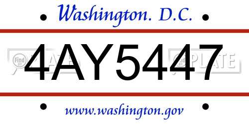 4AY5447 District Of Columbia License Plate