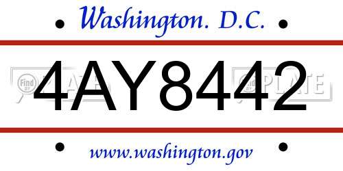 4AY8442 District Of Columbia License Plate