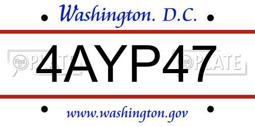 4AYP47 District Of Columbia License Plate