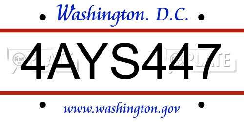4AYS447 District Of Columbia License Plate