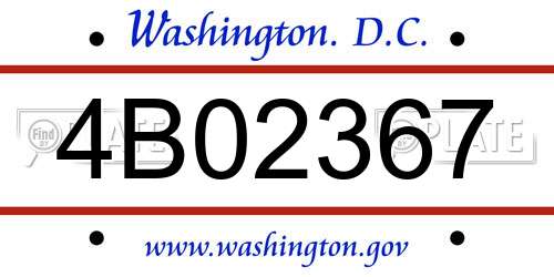 4B02367 District Of Columbia License Plate
