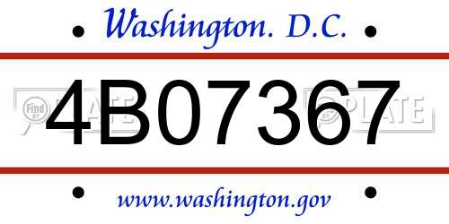 4B07367 District Of Columbia License Plate
