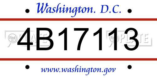 4B17113 District Of Columbia License Plate