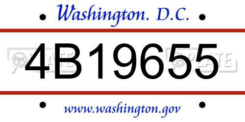 4B19655 District Of Columbia License Plate