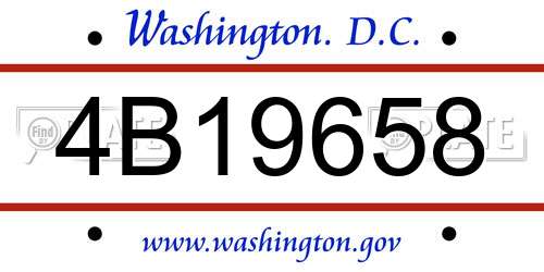 4B19658 District Of Columbia License Plate