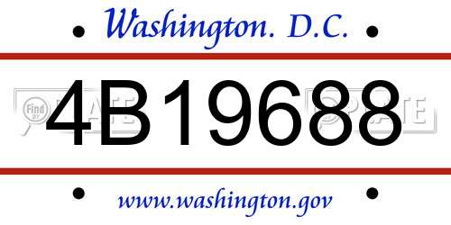 4B19688 District Of Columbia License Plate